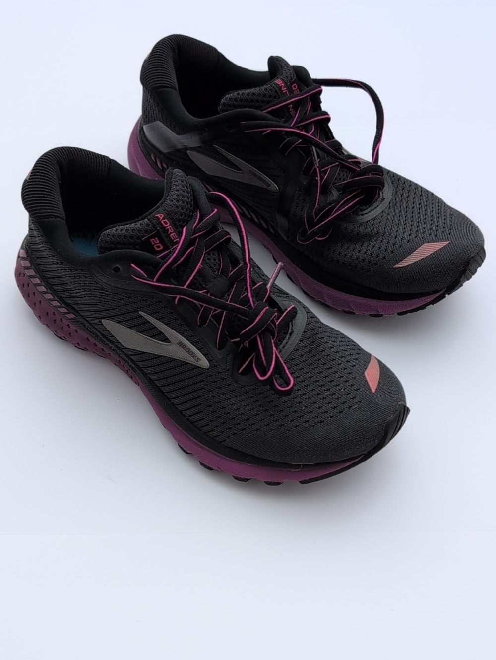 Brooks Adrenaline 20 Women's Black Purple Running Shoes Athletic Size 9
